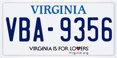 VA license plate VBA9356