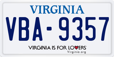 VA license plate VBA9357