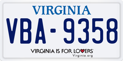VA license plate VBA9358