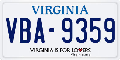 VA license plate VBA9359