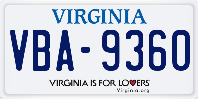 VA license plate VBA9360