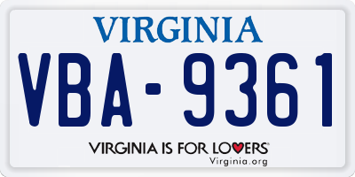VA license plate VBA9361
