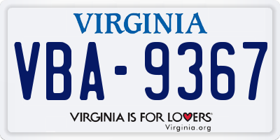 VA license plate VBA9367