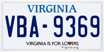 VA license plate VBA9369