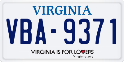 VA license plate VBA9371