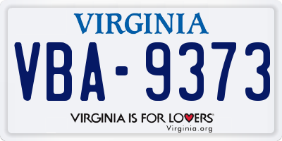 VA license plate VBA9373
