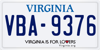 VA license plate VBA9376