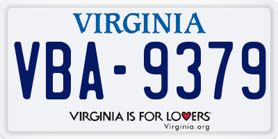 VA license plate VBA9379