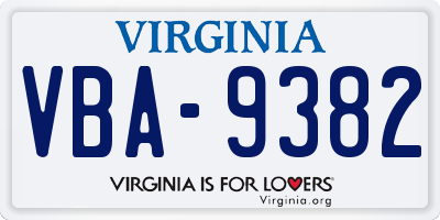 VA license plate VBA9382