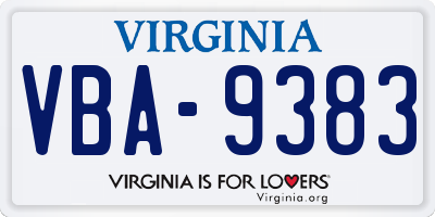 VA license plate VBA9383