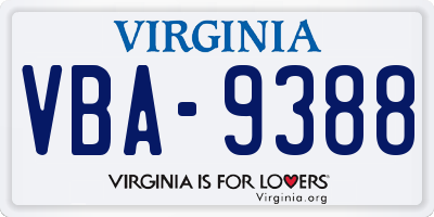 VA license plate VBA9388