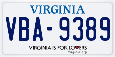 VA license plate VBA9389