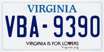 VA license plate VBA9390