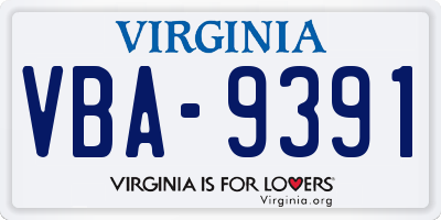 VA license plate VBA9391