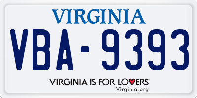 VA license plate VBA9393