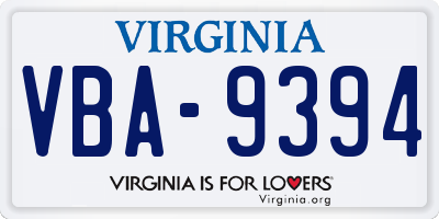 VA license plate VBA9394