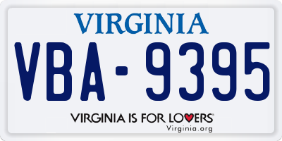 VA license plate VBA9395