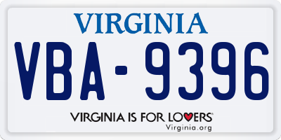 VA license plate VBA9396