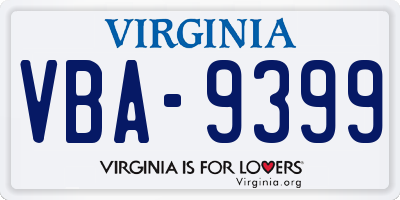 VA license plate VBA9399