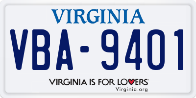 VA license plate VBA9401