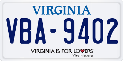 VA license plate VBA9402