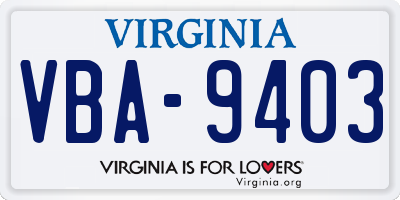 VA license plate VBA9403