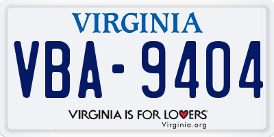 VA license plate VBA9404