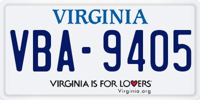 VA license plate VBA9405