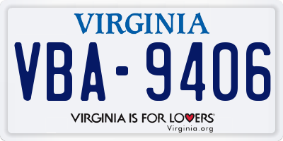 VA license plate VBA9406