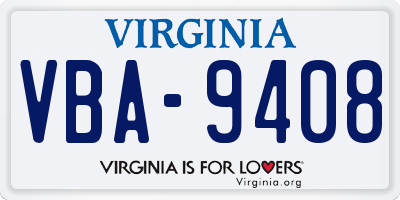 VA license plate VBA9408