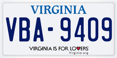 VA license plate VBA9409