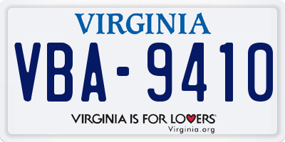 VA license plate VBA9410