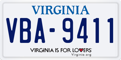 VA license plate VBA9411