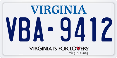 VA license plate VBA9412