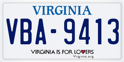 VA license plate VBA9413