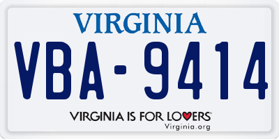 VA license plate VBA9414