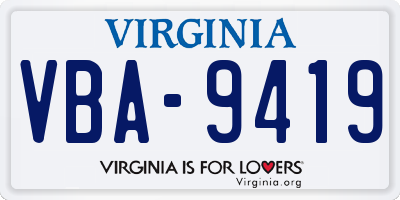 VA license plate VBA9419