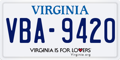 VA license plate VBA9420