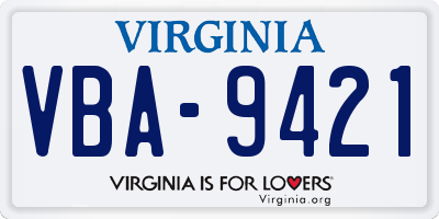VA license plate VBA9421