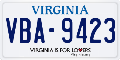 VA license plate VBA9423