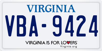VA license plate VBA9424