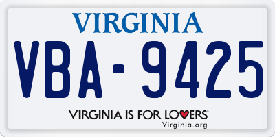 VA license plate VBA9425