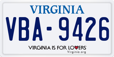 VA license plate VBA9426