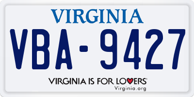 VA license plate VBA9427