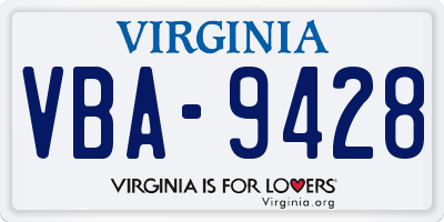 VA license plate VBA9428