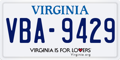VA license plate VBA9429