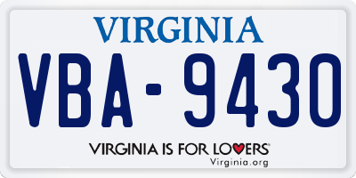 VA license plate VBA9430