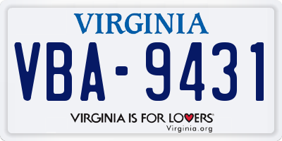 VA license plate VBA9431
