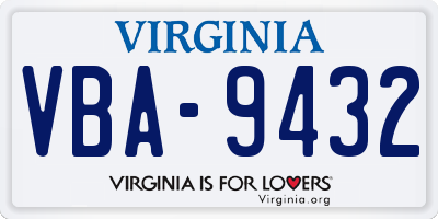 VA license plate VBA9432
