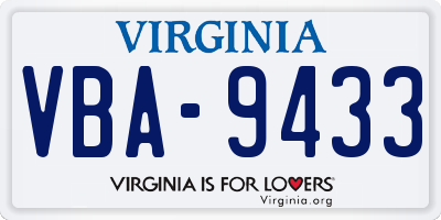 VA license plate VBA9433